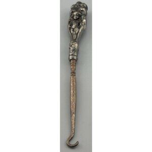 Antique Figural Cherub Button Hook Art Nouveau Style 7"